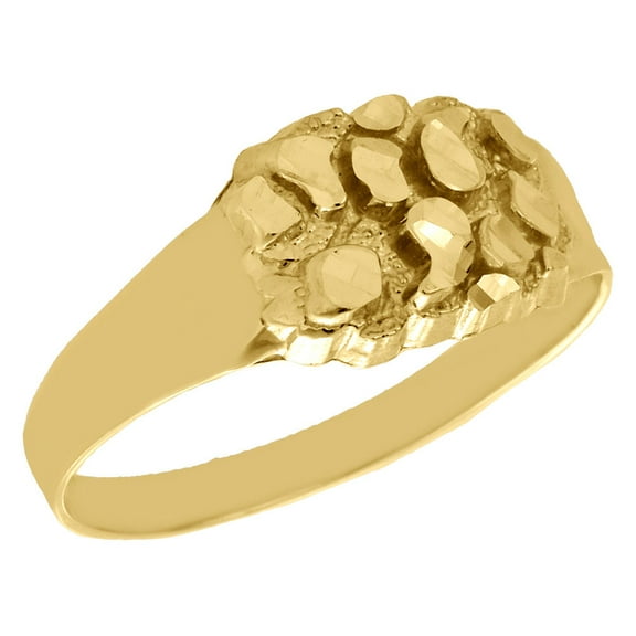 Real 10K Yellow Gold Men's Nugget Style Pinky Ring Custom Fancy Band 9.50mm