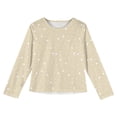 thumbnail image 4 of LTTVQM Toddler Girls Long Sleeve Shirts Size 5-6 Casual Fall Winter Polka Dots Graphic Tunic Tops Basic Round Neck Blouses Holiday Shirts Beige 5-6 Years, 4 of 4
