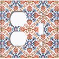 thumbnail image 4 of Metal Light Switch Plate Cover Red Blue Fancy Tile Pattern TIL014, 4 of 13