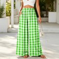 thumbnail image 2 of Women's Plaid Wide Leg Palazzo Pants, High Waisted Gingham Long Trousers with Pockets, Casual Summer Beach Flowy Pants, S-2XL, 2 of 6