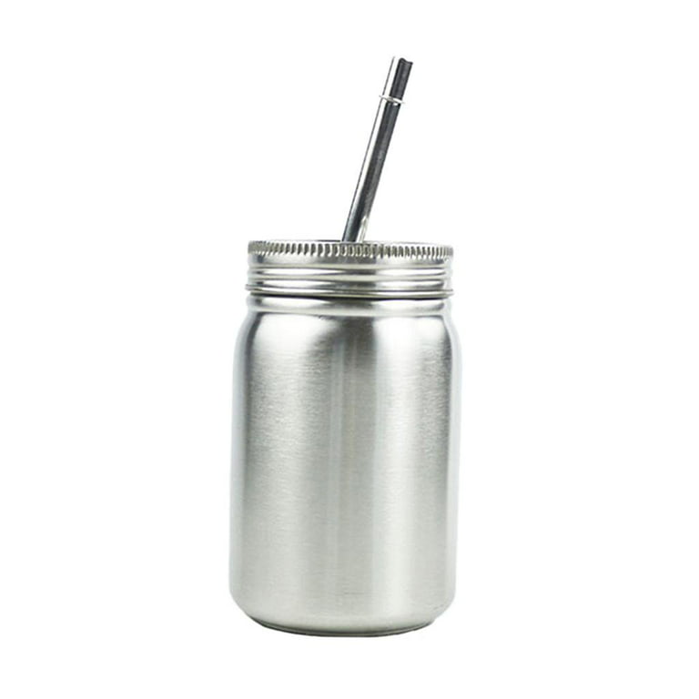 Iced Coffee Cups With Lids And Stainless Steel Straws,, Mason Jar