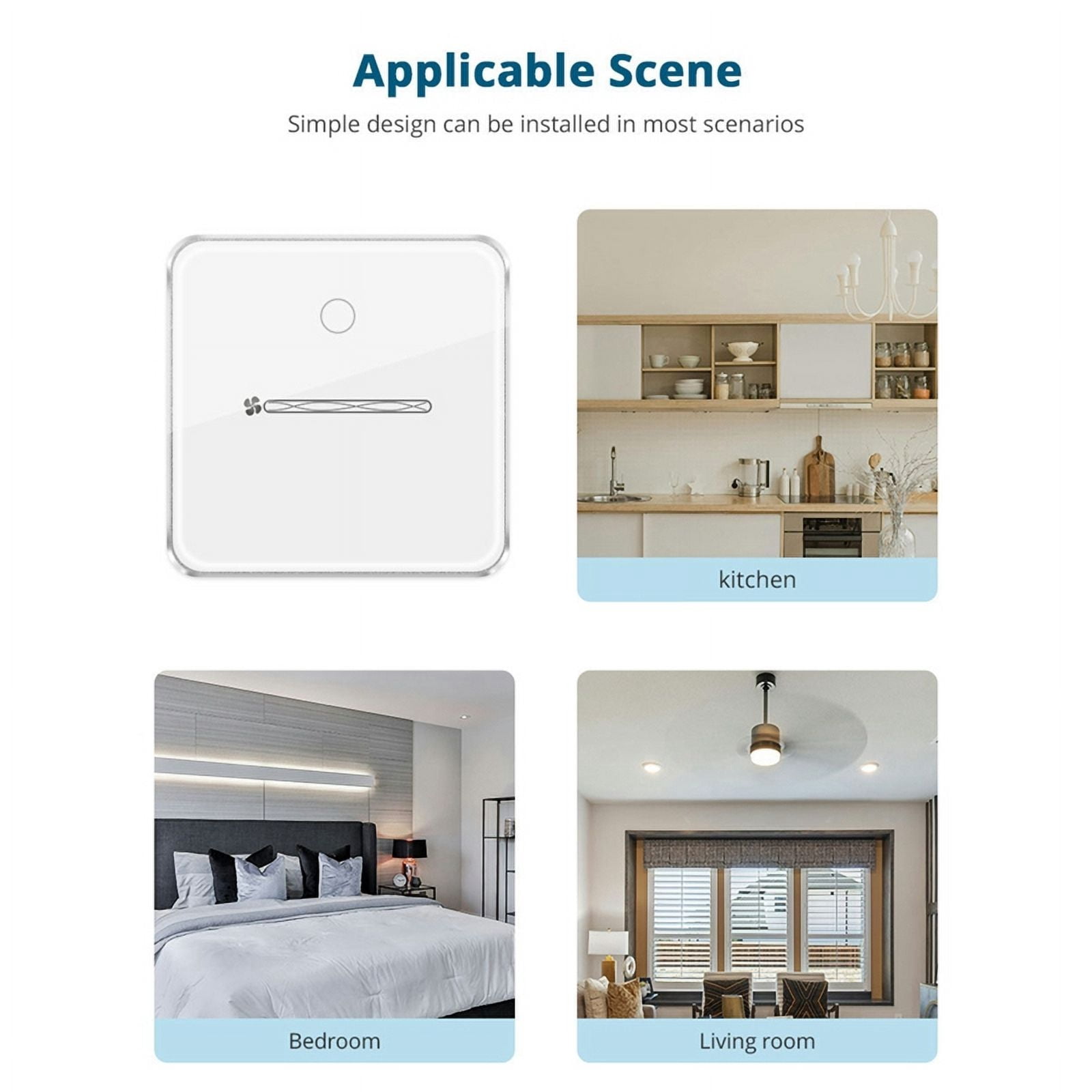 Zigbee Smart Fan Light Switch 1 Gang Touch Control with Slider Control Fan Speed Neutral Required Work with Tuya APP B