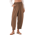 thumbnail image 2 of Pantalones Rectos Holgados Casuales de Algodón y , Color Café, Talla L, 2 of 5