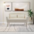 thumbnail image 2 of Modern Loveseat Sofa,Leisure Sofa Couch with 2 Throw Pillows and Gold Metal Legs,Small Sofa for Small Space Office Studio Apartment Bedroom,Ivory, 2 of 7