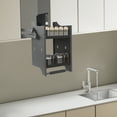 thumbnail image 5 of 2 Tier Pull Down Cabinet Organizer, Adjustment Height Kitchen Wall Cabinet Storage Organizer with Adjustable Weight Knobs for Kitchens, Restaurants, Hotels, Apartments, Dark Grey, 5 of 28