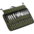 thumbnail image 1 of Qucyy Cutlery Storage Bag,Portable Polyester Roll Up Pouch Bag For Forks, Spoons, Chopstick,Water Resistant Storage Kitchen Cooking Utensil Set Travel Organizer, Army Green Army Green, 1 of 5