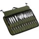 thumbnail image 1 of Nvzi Bolsa para cubiertos, portátil, enrollable, de poliéster, para tenedores, cucharas y palillos, resistente al agua, organizador de viaje para utensilios de cocina, color verde militar., 1 of 5