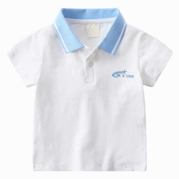 Rotm Toddler Polo Shirt Boys Short-Sleeve School Uniform Pique Polo Shirts White,4-5 Years
