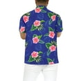 thumbnail image 2 of LA LEELA Men's Hawaiian Shirts Short Sleeve Button Down Shirt Floral Shirt Men Boho Vacation Casual Summer Beach Shirts for Men Funny M Hibiscus Palm Leaves, Blue, 2 of 5
