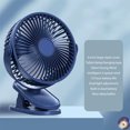 thumbnail image 3 of Ventilador de refrigeración Wdftyju 6 pulgadas silencioso 4800 mAH 4 velocidades con luz clip azul, 3 of 6