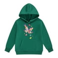 thumbnail image 2 of Tfken Hoodies For Girls Children Daily Wear Soft Tops Butterfly Print Long Sleeve Dark Green Sweatshirt Size 10-11 Years, 2 of 4