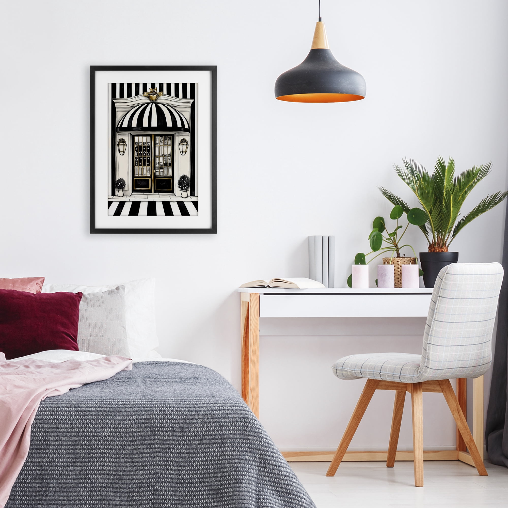 Stupell Industries Paris Storefront Facade Black Framed Print Under Glass, design by Petal Prints Design
