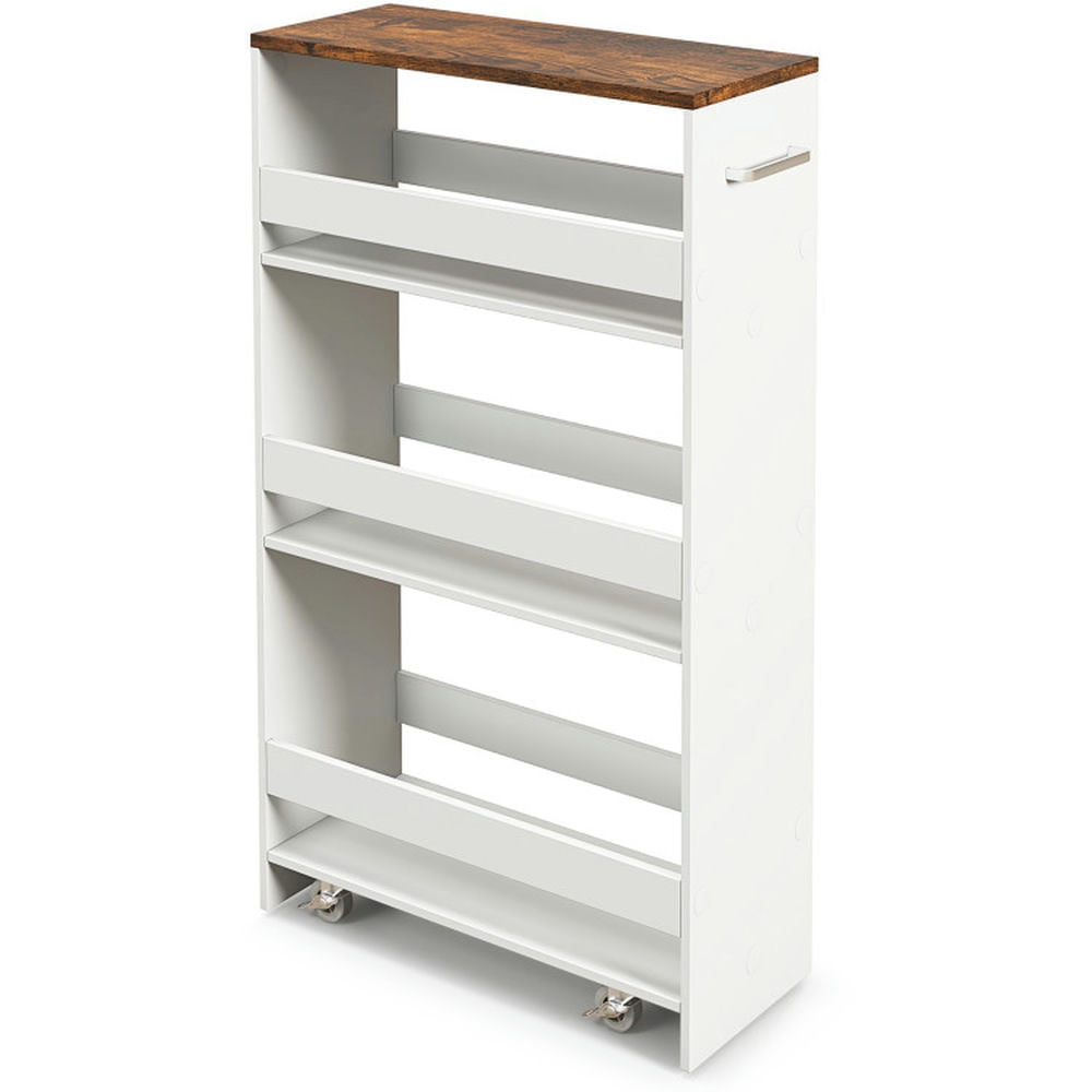 Finihen Rolling Cart, Kitchen Island Cart, 4-Tier Rolling Storage Cart Slim Kitchen Cart on Wheels with Open Shelves and Handle, for Kitchen, Dining Room, Rustic Brown Finihen Rolling Cart, Kitchen Island Cart, 4-Tier Rolling Storage Cart Slim Kitchen Cart on Wheels with Open Shelves and Handle, for Kitchen, Dining Room, Rustic Brown