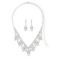 thumbnail image 6 of Leaf Brass Pave Clear Cubic Zirconia Rhinestone Pendant Necklaces Stud Earrings Sets Platinum 316mm, 6 of 6