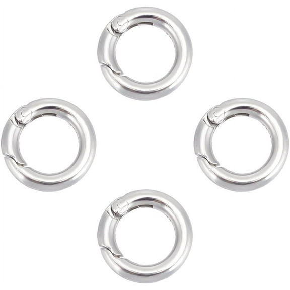 4Pcs 304 Stainless Steel Spring Gate Rings Round Ring Springring Trigger Clasp Spring Snap Clip Hooks Metal Split Rings Keyring Buckle for Jewelry Making