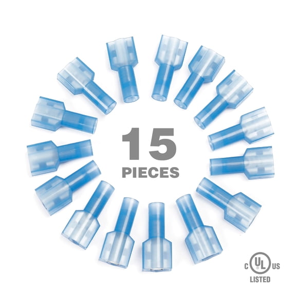 EverStart 15-Piece Slide Connectors Female, Blue, Fits 16-14 gauge for cars or trucks