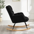 thumbnail image 3 of Glider Rocking Chair for Living Room, Tufted Upholstered Accent Chair with Teddy Fabric and Metal Frame, High Back Armchair for Nursery, Bedroom, or Reading Corner, 3 of 12