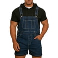 thumbnail image 4 of Purcolt Men's Faux Denim Bib Overall Shorts Summer Casual Loose Fit Stretch Coverall Romper Jumpersuit with Pockets, 4 of 7