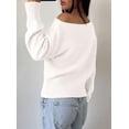 thumbnail image 2 of PRETTYGARDEN Womens Off The Shoulder Sweater Fall Fashion Soft Stretchy Knit Fabric, Batwing Long Sleeve Cinched Waist Cropped Sweaters, Date Night Outfit, Asymmetrical Going Out Tops, 2 of 8