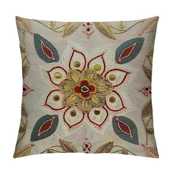 Gray Christmas Decorations Pillow Covers Retro Boho Floral Leaves Throw Pillow Cases Winter Holiday Outdoor Cushion Covers for Sofa Farmhouse Decorations
