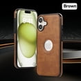 thumbnail image 3 of iPhone 16 Case with Logo Hole, Premium PU Leather + TPU Slim Fit Shockproof Anti-Scratch Heavy Duty Protection Rugged Phone Case for Apple iPhone 16, Brown, 3 of 7