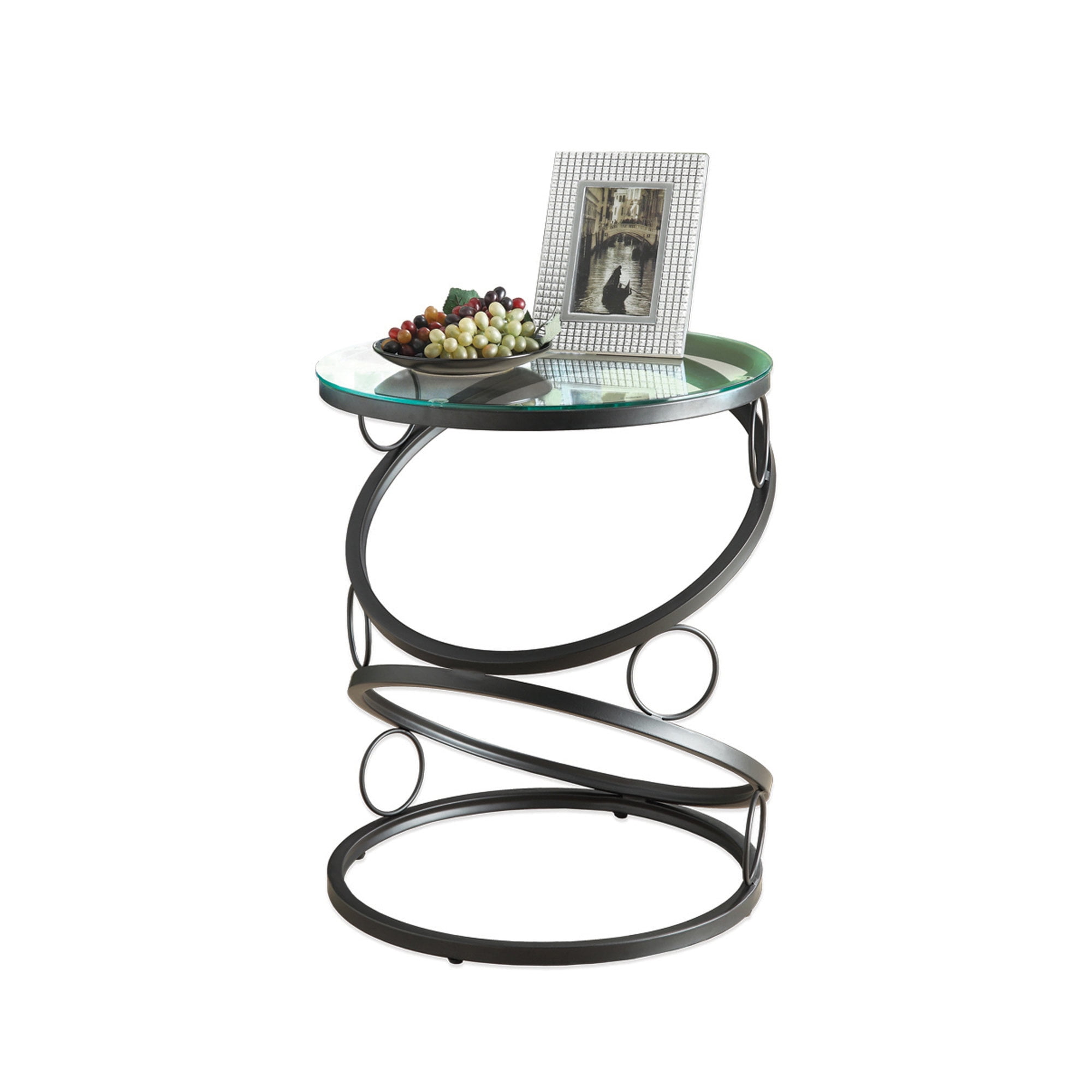 Metal Accent Table With Tempered Glass Matte Black Com