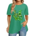 thumbnail image 2 of Pxiakgy Vente Chaude! T-Shirt Trèfle de la Saint-Patrick pour Femmes Chanceux Irlandais Manches Courtes T-Shirt Graphique Trèfle Mode Décontractée Col Rond Manches Courtes Imprimé Vert G, 2 of 6