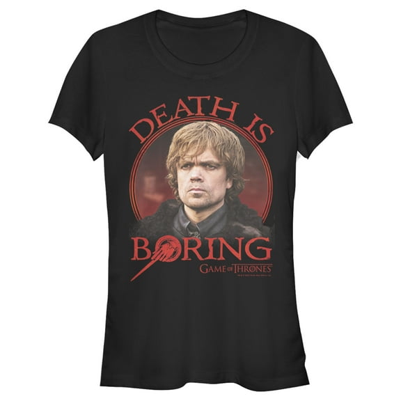 Junior's Game of Thrones Tyrion Death is Boring  Graphic Tee Black X Large