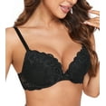 thumbnail image 2 of Exerin Push Up Bras Women's Padding Underwire Flower Lace Lift Up Everyday Bra(Black,38D), 2 of 8