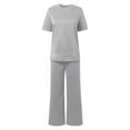 thumbnail image 4 of Women's Sets Fashion Outfits Wide Leg Loungewear Side Slit Tracksuit For Vacation Travel Airport Womens Snow Pants Bibs Women's Ski Bibs Women Dressy Pants for Women All Two Piece Set for Women Dress, 4 of 5