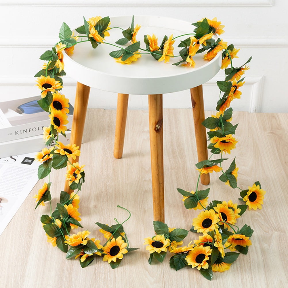 4 Pack Artificial Sunflower Garland Silk Sunflower Vine Artificial