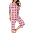 thumbnail image 6 of uublik Capri Pajamas for Women Set Short Sleeve Top and Pants Two Piece Pjs Sets Sleepwear Pink, 6 of 6