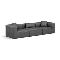 Meridian Furniture Cube Charcoal Grey Vegan Leather 3-Pc. Modular Sofa