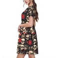 thumbnail image 2 of Rocae rock record Skull for Dresses Summer Casual Ruffle Short Sleeve Cute Crew Neck Flowy Dress with Pockets, 2 of 6