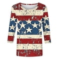 thumbnail image 4 of Htigea American Flag T-Shirts for Women 4th of July 3/4 Sleeve Tops Patriotic Star Stripes Printed Tees Casual Summer Shirts 02 Multicolor S, 4 of 5