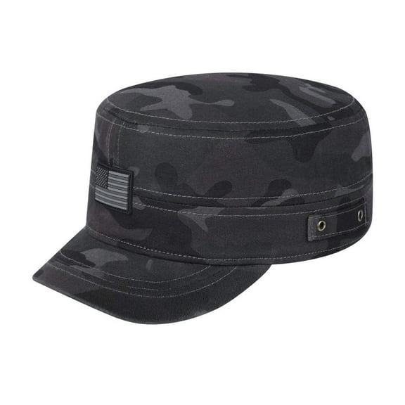Unisex Rubber The US Flag, Military Hat, Black Camo/Black Camo, Adjustable Fit