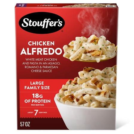 Stouffer’s Chicken Alfredo Pasta, Large Family Size, Frozen Chicken Pasta, Frozen Dinners 57 oz