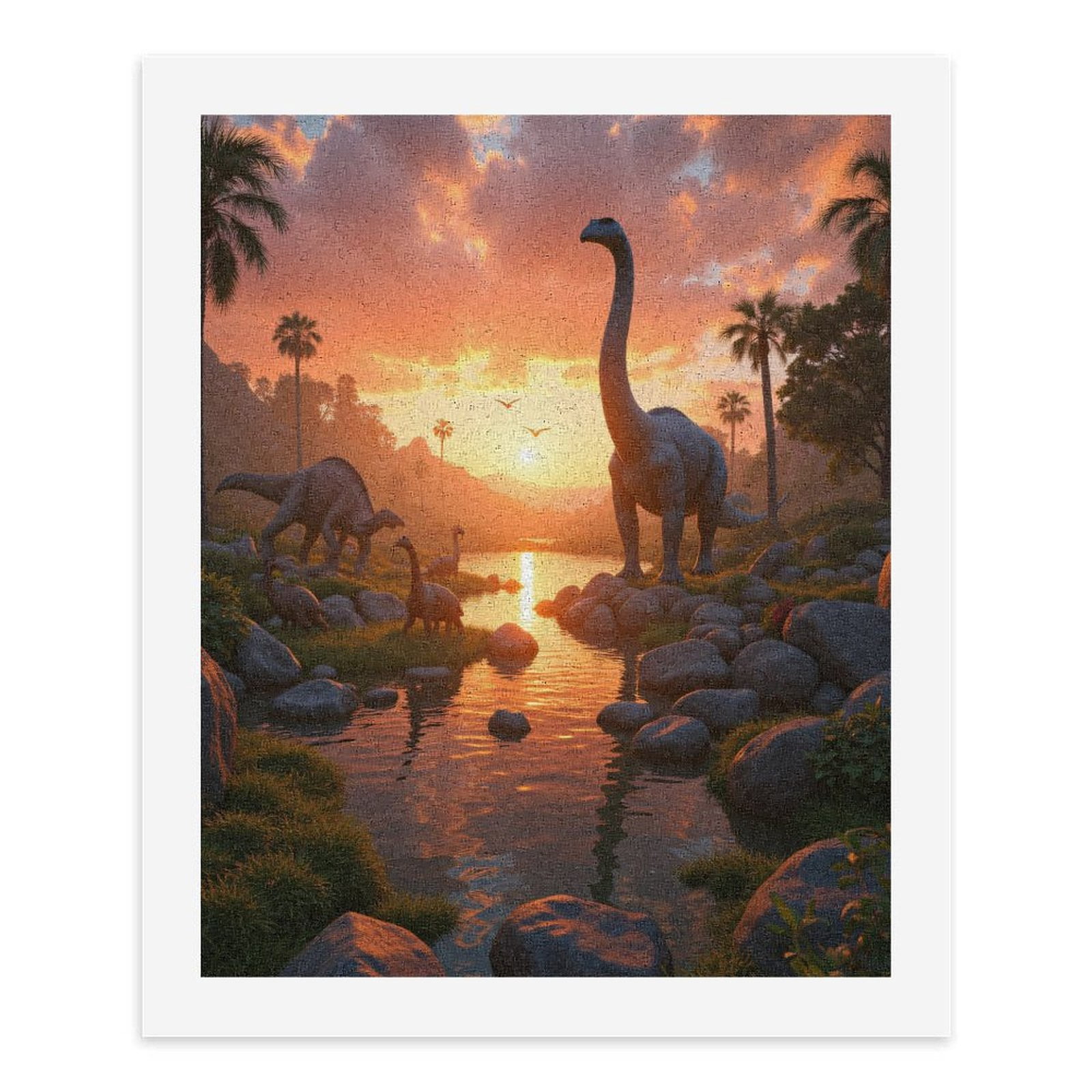 Paint by Numbers Kit for Adults, Sunset Dinosaur Valley Scene Paint by Numbers, Easy Paint by Numbers Kit for Adults Beginner, DIY Adult Paint by Number Kits on Canvas, 12x16in Home Decor