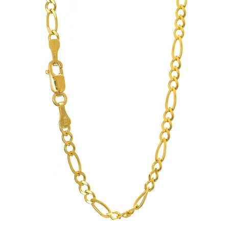 Mens Gold Figaro Bracelet - 10k Solid Yellow Gold 2.6 mm Figaro Chain Bracelet 7