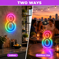 Number 8 16.5 Inch LED Neon Sign, Dimmable Multi-Color Party Decor ...