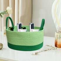 Desktop Storage Basket,Woven Cotton Thread Storage Basket,Wide Applicability,Classification of Miscellaneous Items,Beautiful Decoration,Easy to Clean,Portable Handle,Strong Load-Bearing,Blue Color