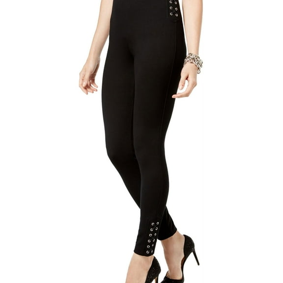 I.N.C Womens Lace-Up Casual Leggings, Black, 10