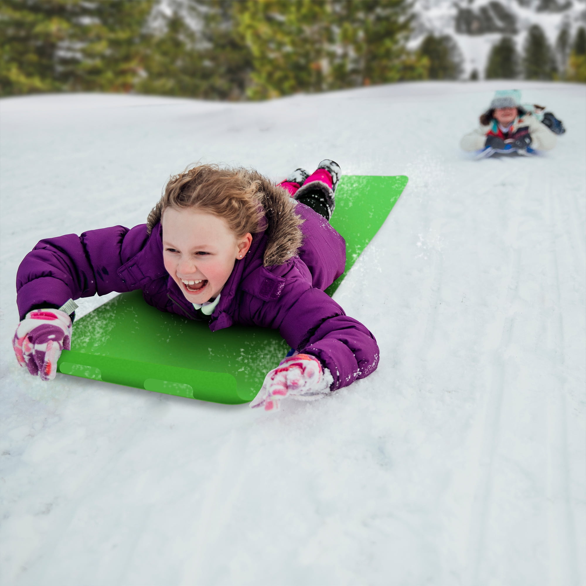 Luge Tapis Turbo de Era, Luge d’Hiver Légère pour Enfants, Âges 6+, avec Poignées, 48 po, Vert Tapis-Luge Turbo, 48 po