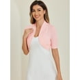 thumbnail image 4 of DARING DIVA Women's Ruched Short Sleeve Shrugs Bolero Cropped Cardigan XL Pink, 4 of 6