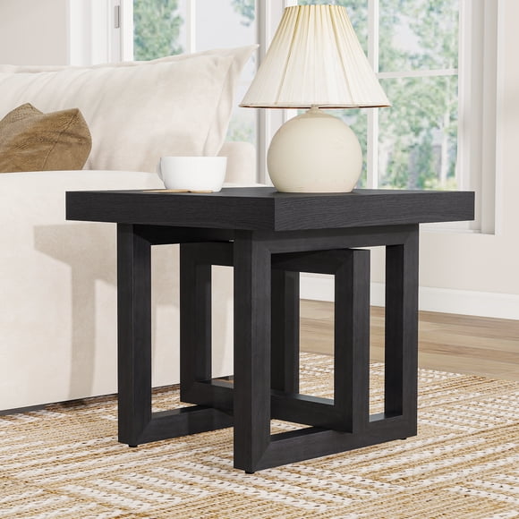 Noble House Table d'Appoint en Bois Massif, Table de Côté de Canapé de Ferme avec Pieds Antidérapants pour Salon Chambre, Noir