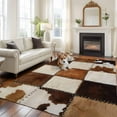thumbnail image 2 of Large Area Rug 6'x9', Abstract Cowhides Non-slip Runner Carpet for Living Room/Bedroom/Office, Brown Beige Animal Fur Texture Outdoor Indoor Rectangle Area Rugs Floor Mat for Kitchen/Dining Room, 2 of 9
