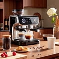thumbnail image 2 of HOMCOM Espresso Machine with Built-in Grinder Milk Frother Steam Wand Black, 2 of 10