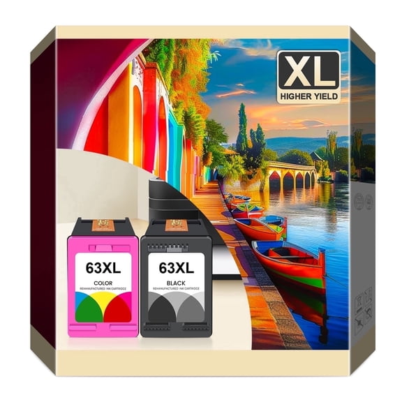 63XL Ink Cartridges Compatible for Combo Printer 63 Ink Cartridges for Officejet 3830 4650 5200 5258 5255 Envy 4520 4512 Deskjet 1112 3630