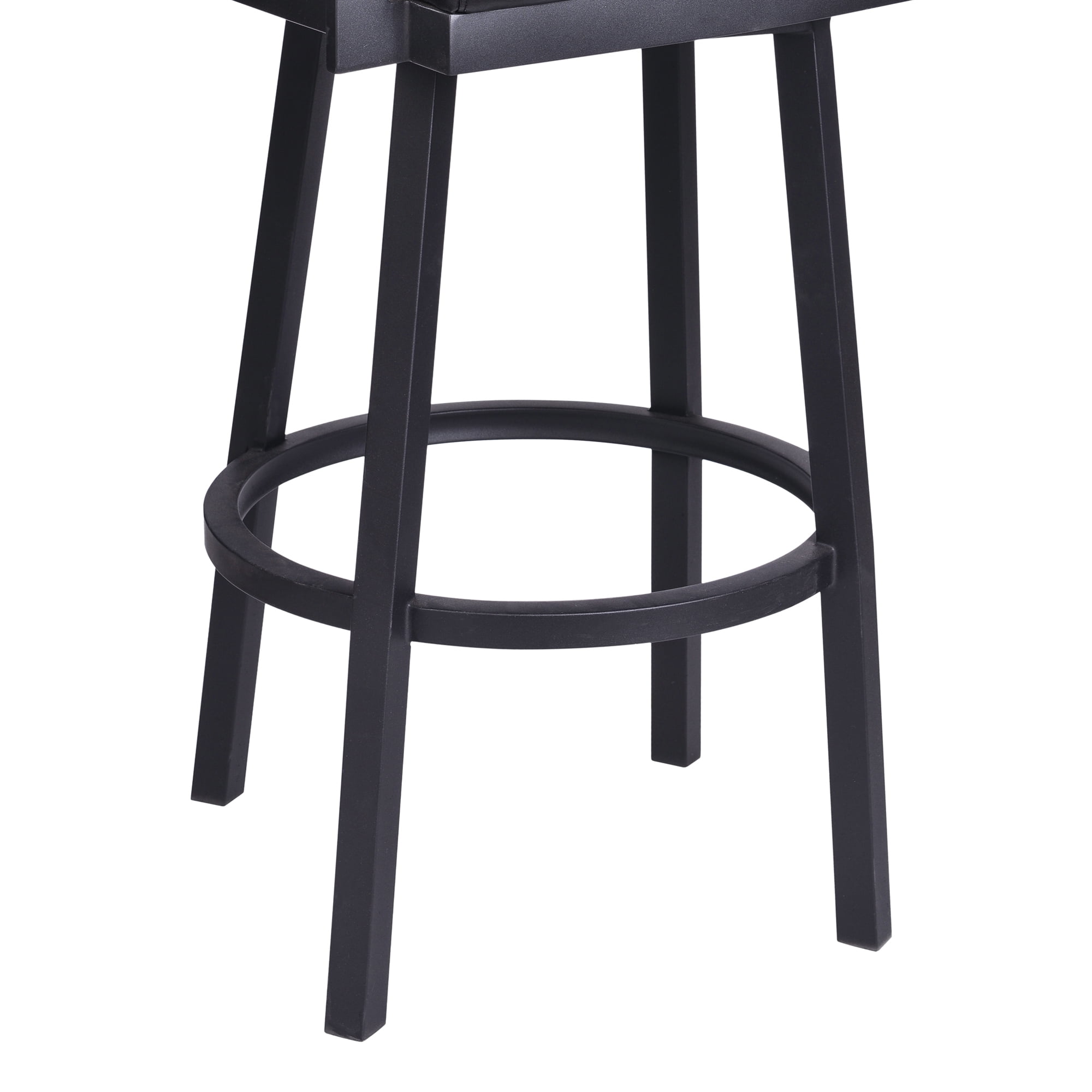 Armen Living Balboa 26” Counter Barstool with Arms-Black Coated Finish/Vintage Black Faux Leather