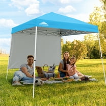 EAGLE PEAK 10x10 Outdoor Pop Up Slant Leg Canopy Tent with Wall Panel,Light Blue